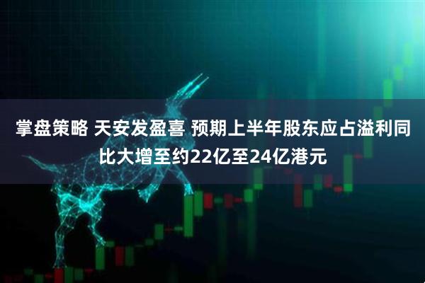 掌盘策略 天安发盈喜 预期上半年股东应占溢利同比大增至约22亿至24亿港元