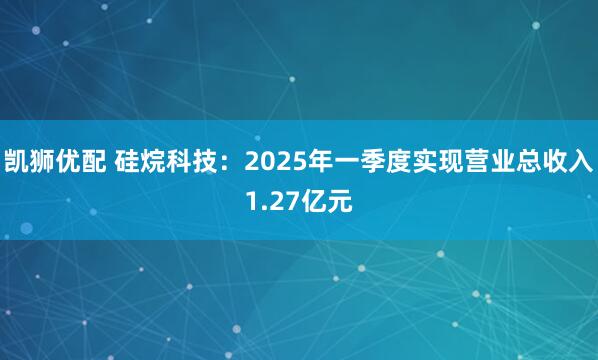 凯狮优配 硅烷科技：2025年一季度实现营业总收入1.27亿元